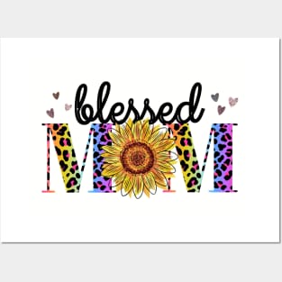 Blessed mom leopard multi color  flower Posters and Art